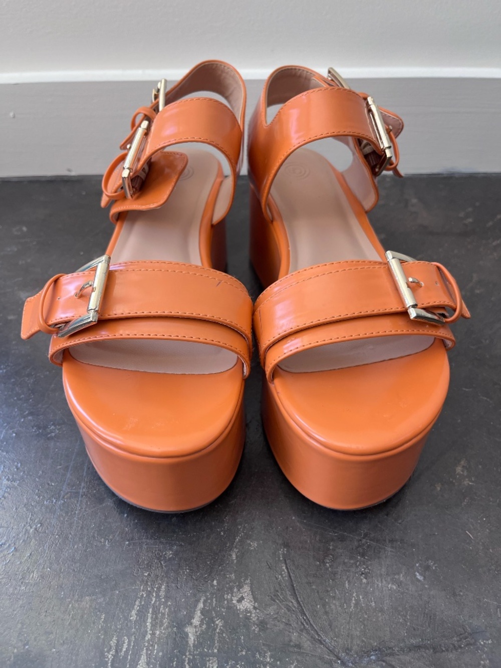 Urban Outfitters Orange "Violet" buckled platform sandal women 8 - Picture 12 of 13